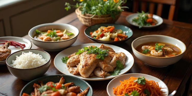 Mâm cơm 20/10 đầy đủ món chính, canh, rau và tráng miệng